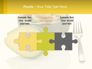A Bowl Of Salad With An Avocado Next To A Fork PowerPoint Template