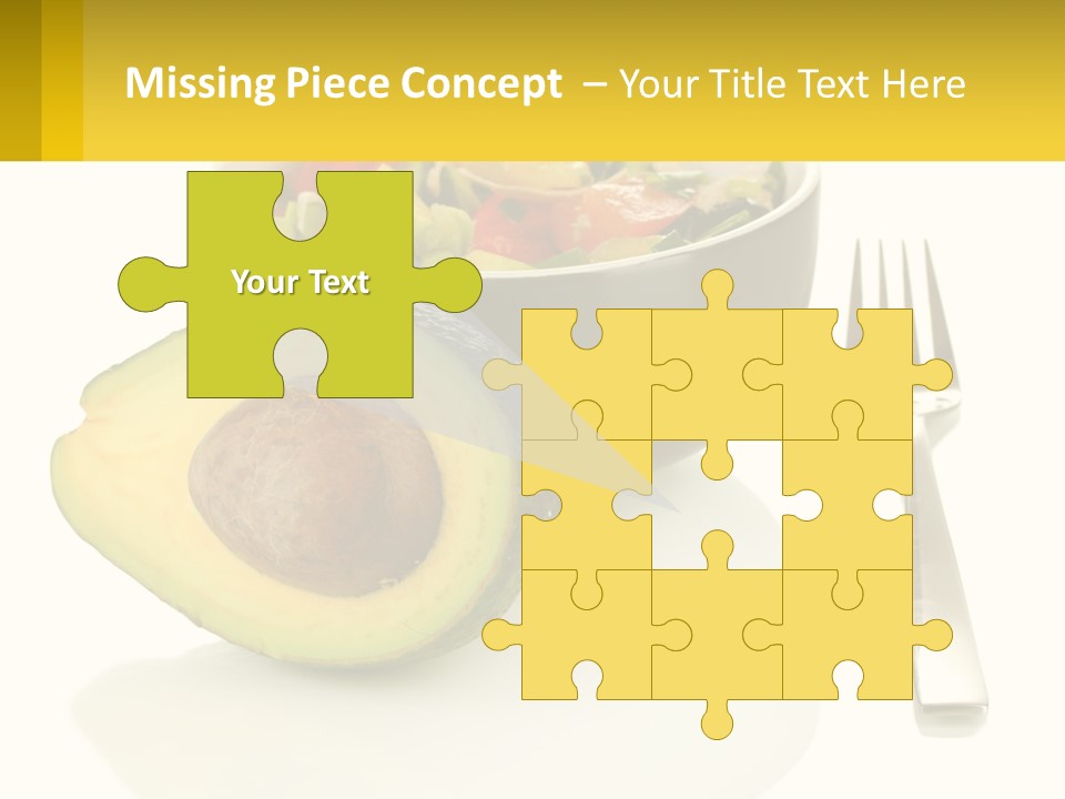 A Bowl Of Salad With An Avocado Next To A Fork PowerPoint Template