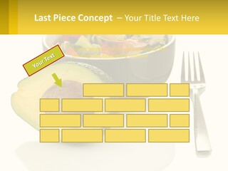 A Bowl Of Salad With An Avocado Next To A Fork PowerPoint Template