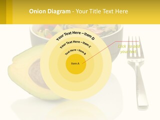 A Bowl Of Salad With An Avocado Next To A Fork PowerPoint Template
