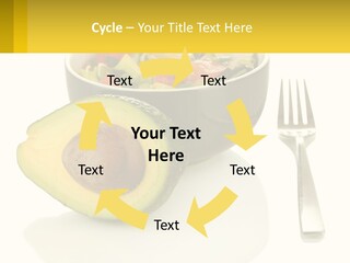 A Bowl Of Salad With An Avocado Next To A Fork PowerPoint Template