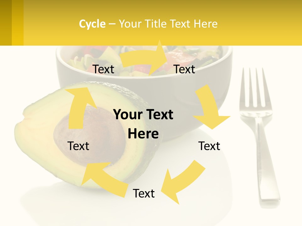 A Bowl Of Salad With An Avocado Next To A Fork PowerPoint Template