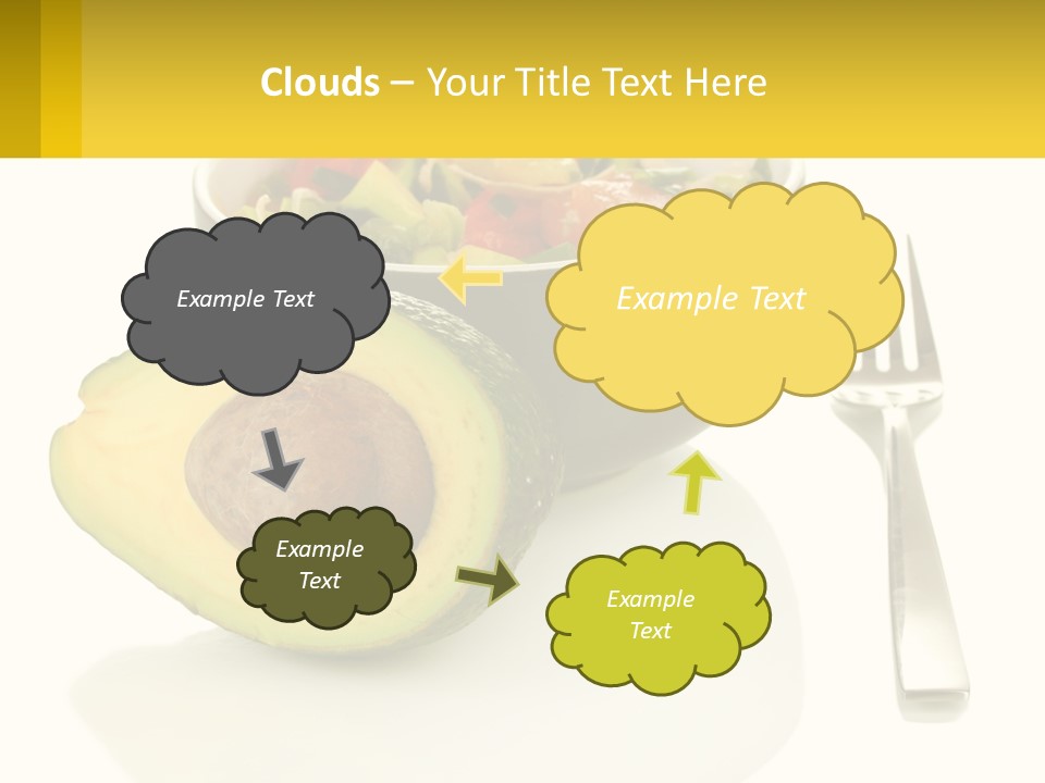 A Bowl Of Salad With An Avocado Next To A Fork PowerPoint Template