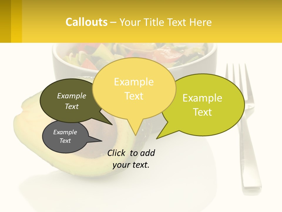 A Bowl Of Salad With An Avocado Next To A Fork PowerPoint Template