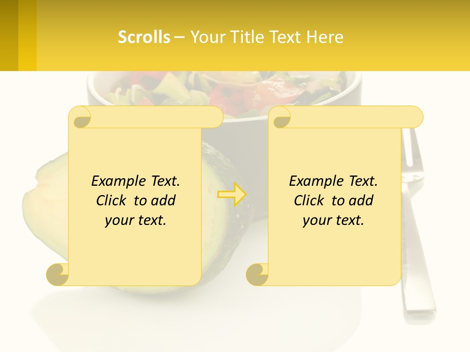 A Bowl Of Salad With An Avocado Next To A Fork PowerPoint Template