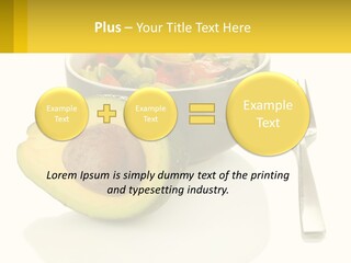 A Bowl Of Salad With An Avocado Next To A Fork PowerPoint Template