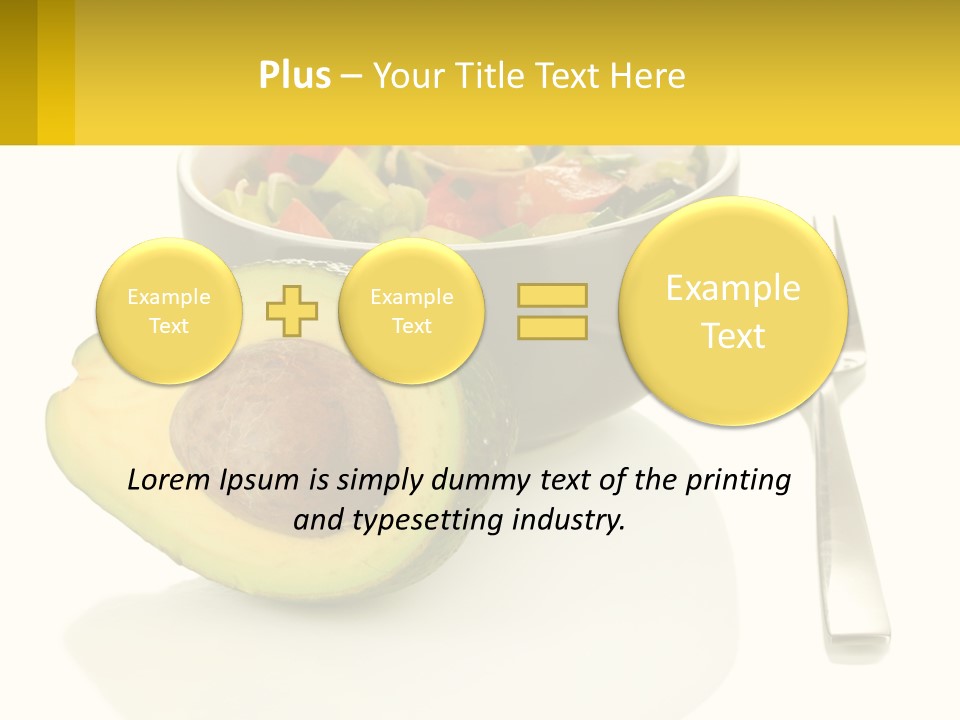 A Bowl Of Salad With An Avocado Next To A Fork PowerPoint Template