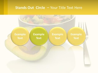 A Bowl Of Salad With An Avocado Next To A Fork PowerPoint Template