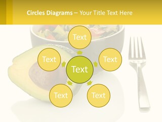 A Bowl Of Salad With An Avocado Next To A Fork PowerPoint Template
