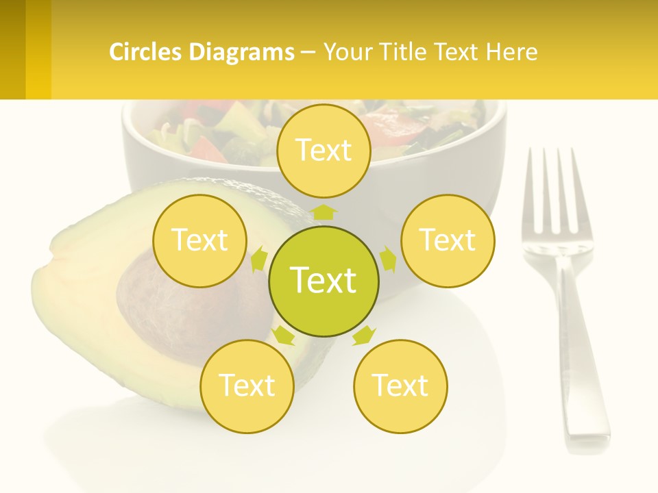 A Bowl Of Salad With An Avocado Next To A Fork PowerPoint Template
