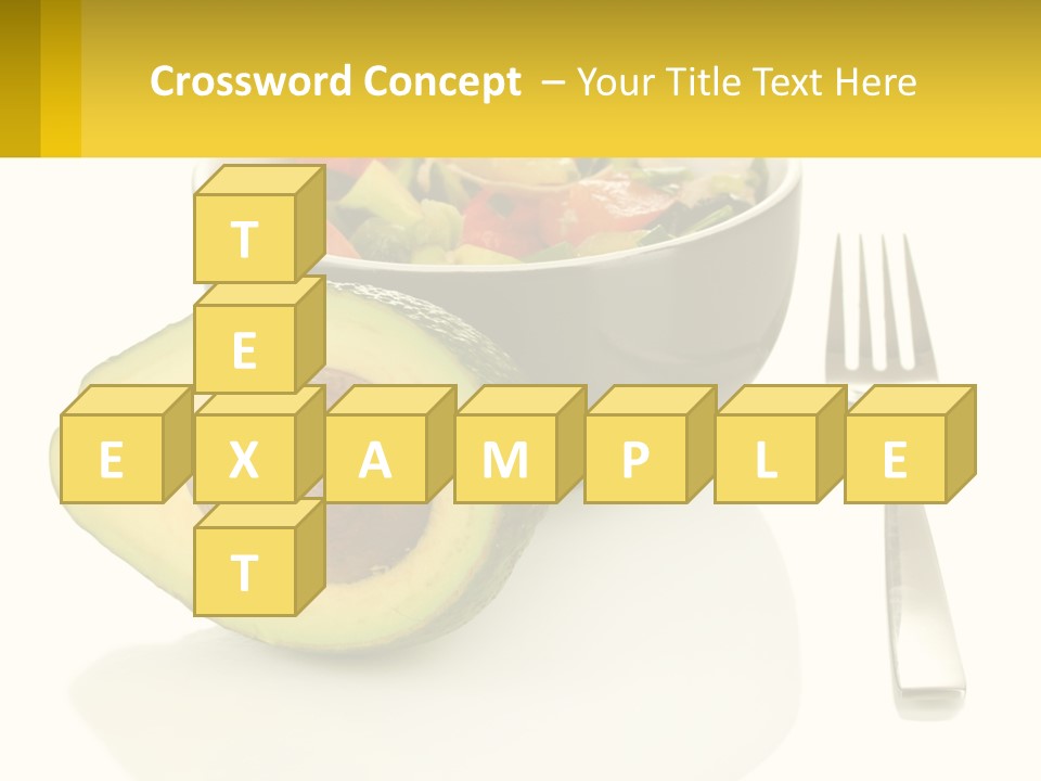 A Bowl Of Salad With An Avocado Next To A Fork PowerPoint Template