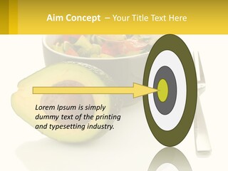 A Bowl Of Salad With An Avocado Next To A Fork PowerPoint Template