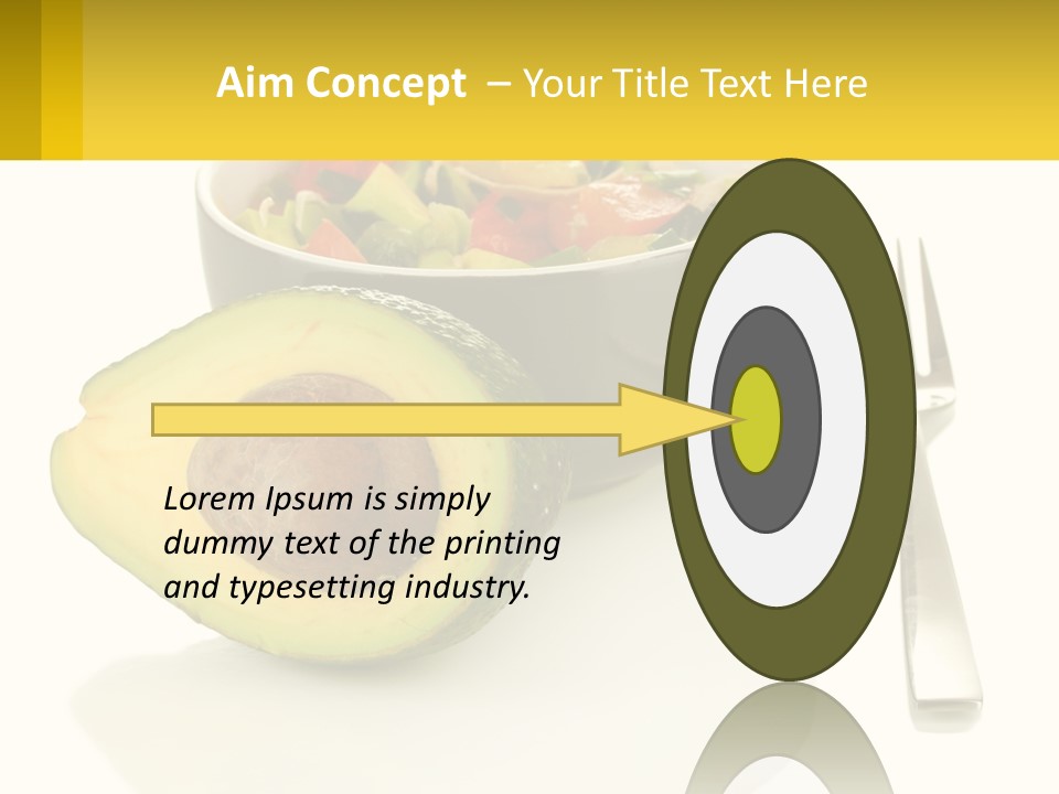 A Bowl Of Salad With An Avocado Next To A Fork PowerPoint Template