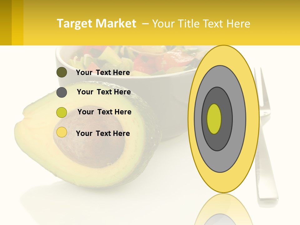A Bowl Of Salad With An Avocado Next To A Fork PowerPoint Template