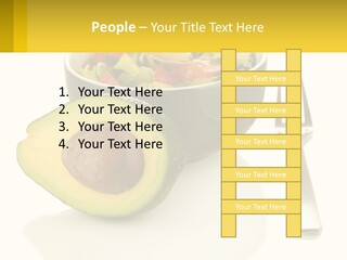 A Bowl Of Salad With An Avocado Next To A Fork PowerPoint Template