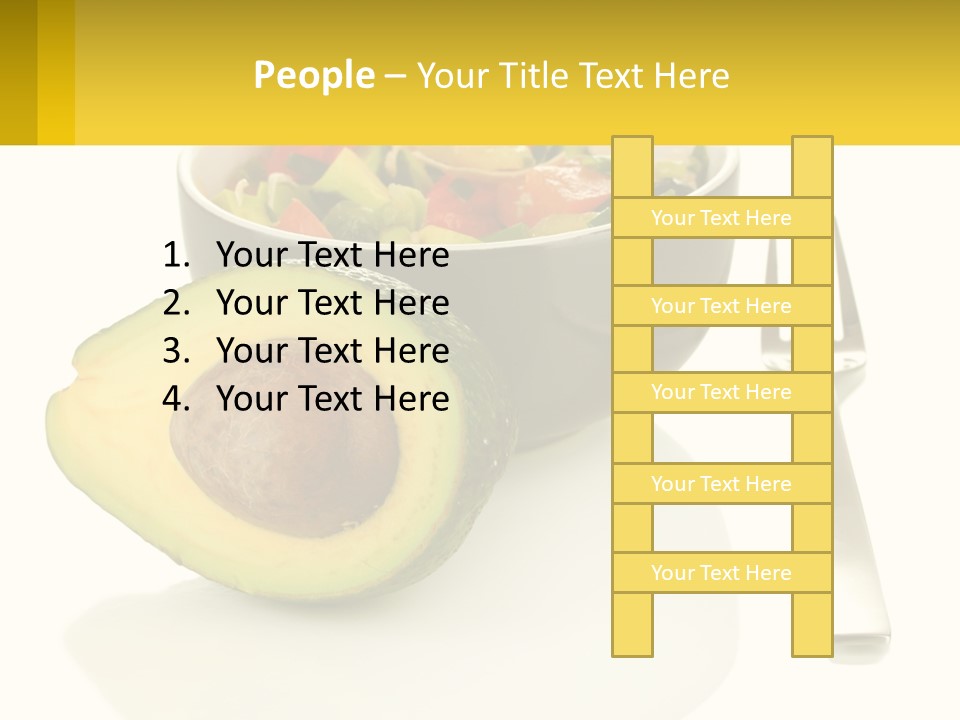 A Bowl Of Salad With An Avocado Next To A Fork PowerPoint Template