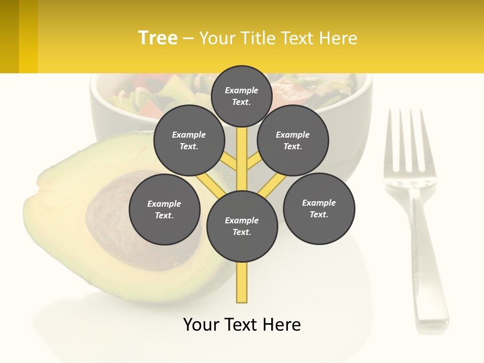 A Bowl Of Salad With An Avocado Next To A Fork PowerPoint Template