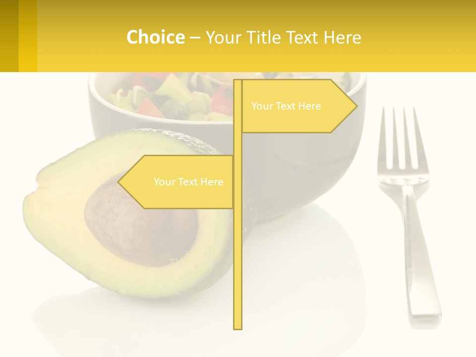 A Bowl Of Salad With An Avocado Next To A Fork PowerPoint Template