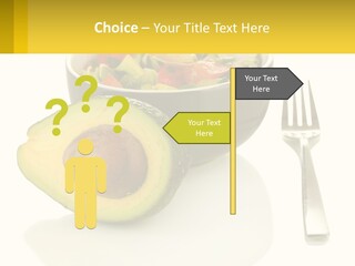 A Bowl Of Salad With An Avocado Next To A Fork PowerPoint Template