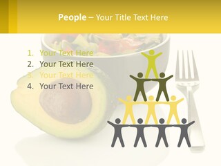 A Bowl Of Salad With An Avocado Next To A Fork PowerPoint Template