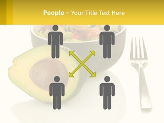 A Bowl Of Salad With An Avocado Next To A Fork PowerPoint Template