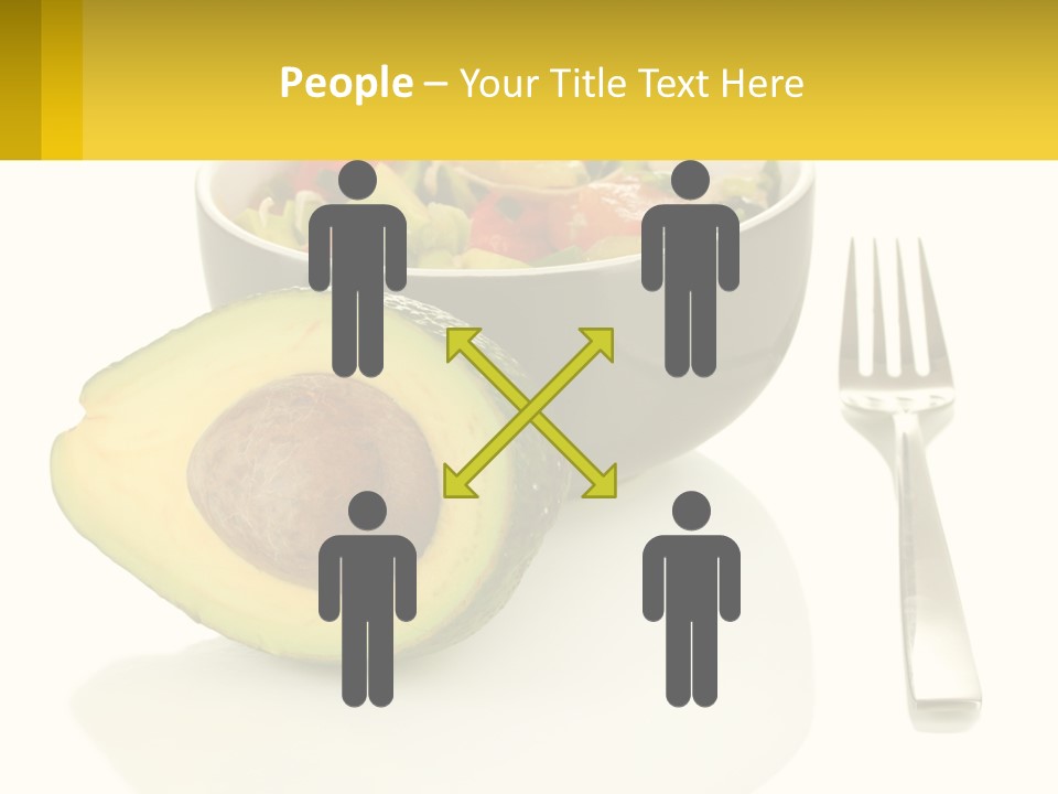A Bowl Of Salad With An Avocado Next To A Fork PowerPoint Template