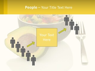 A Bowl Of Salad With An Avocado Next To A Fork PowerPoint Template