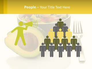 A Bowl Of Salad With An Avocado Next To A Fork PowerPoint Template