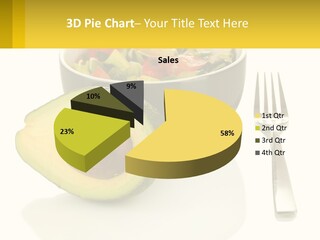 A Bowl Of Salad With An Avocado Next To A Fork PowerPoint Template