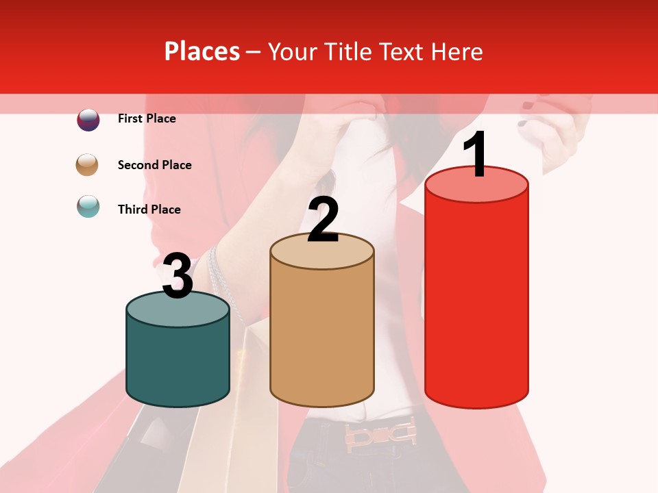 A Woman Holding Shopping Bags And A Cell Phone PowerPoint Template