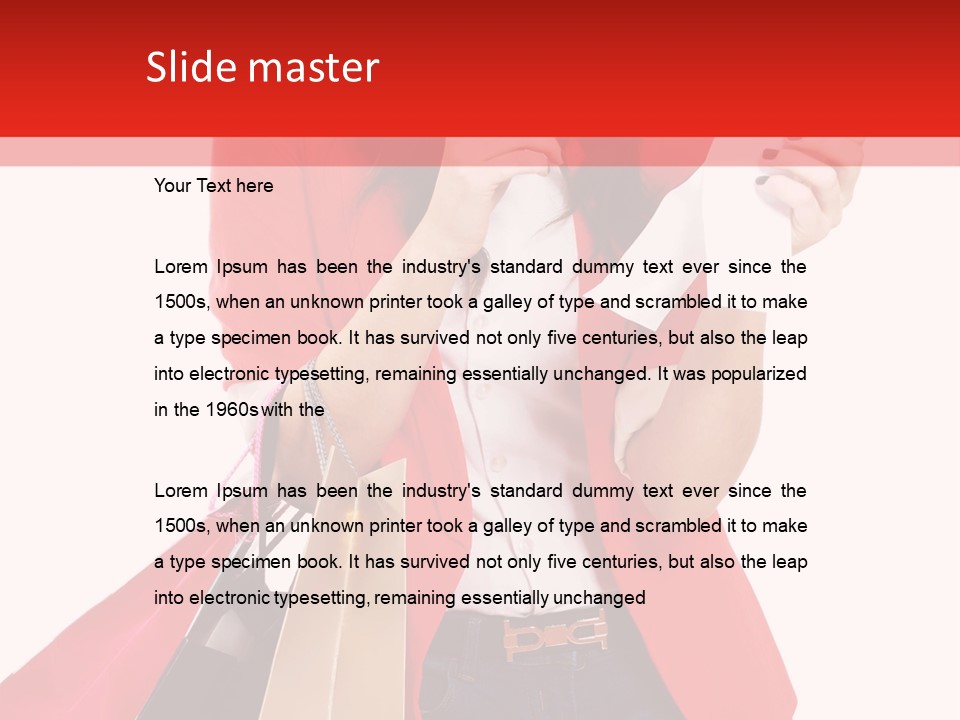 A Woman Holding Shopping Bags And A Cell Phone PowerPoint Template