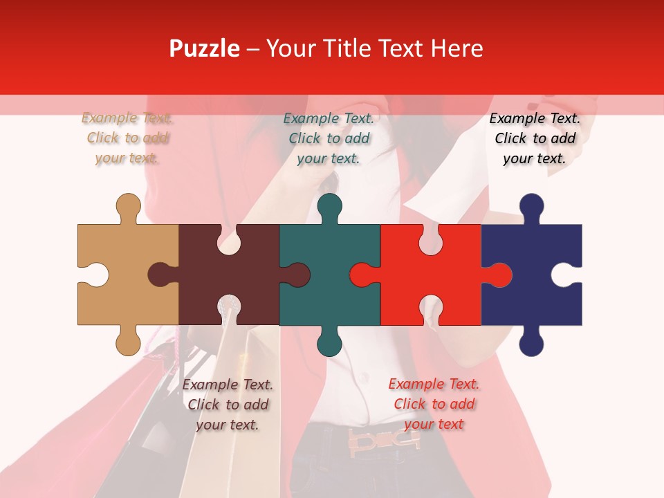 A Woman Holding Shopping Bags And A Cell Phone PowerPoint Template