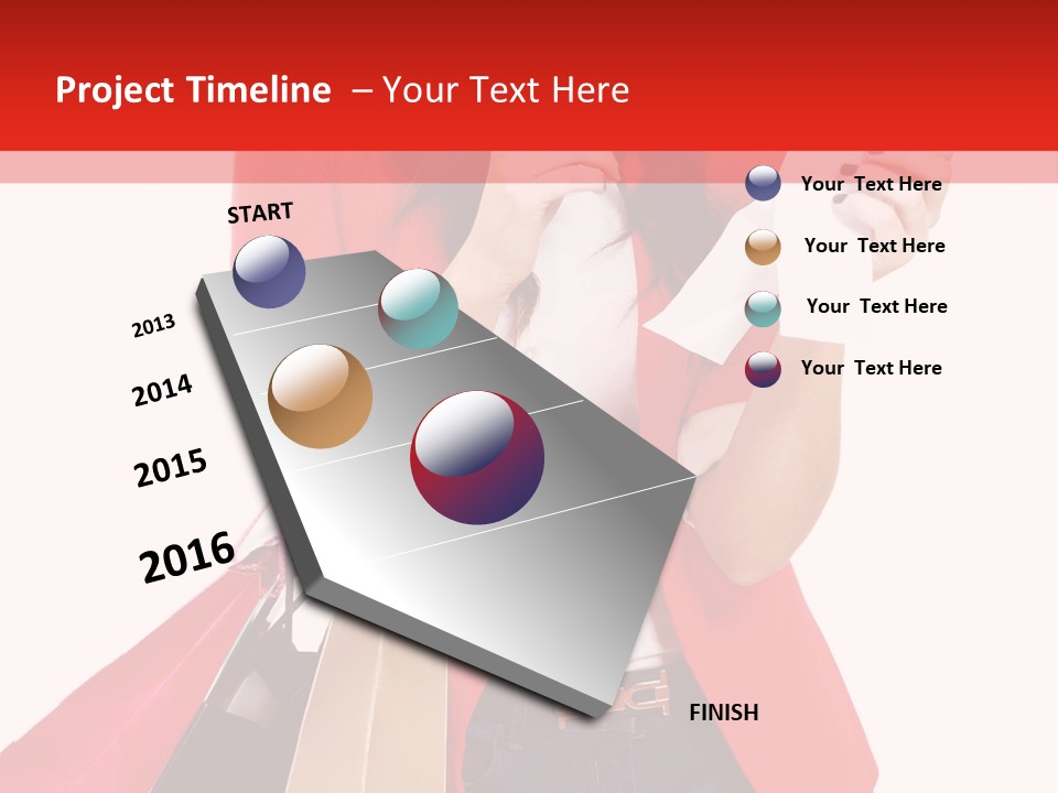 A Woman Holding Shopping Bags And A Cell Phone PowerPoint Template