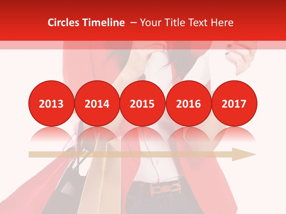 A Woman Holding Shopping Bags And A Cell Phone PowerPoint Template