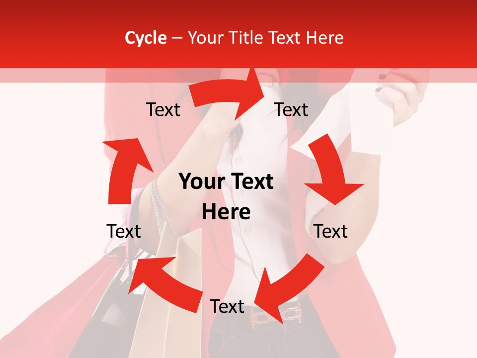 A Woman Holding Shopping Bags And A Cell Phone PowerPoint Template