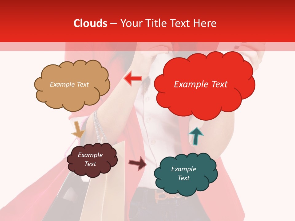 A Woman Holding Shopping Bags And A Cell Phone PowerPoint Template