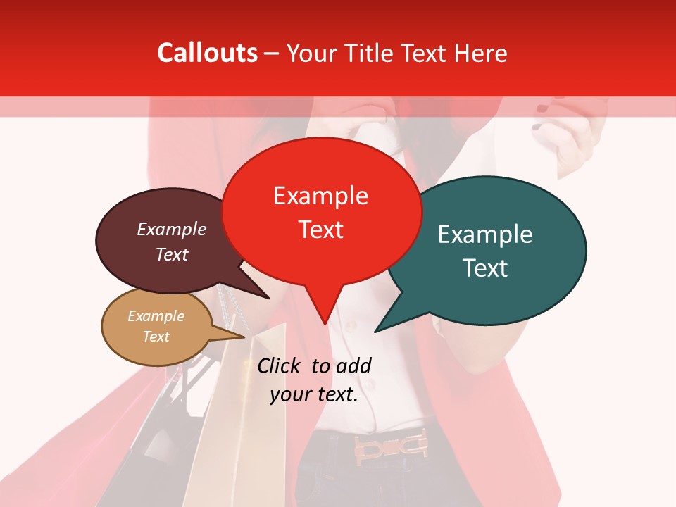 A Woman Holding Shopping Bags And A Cell Phone PowerPoint Template