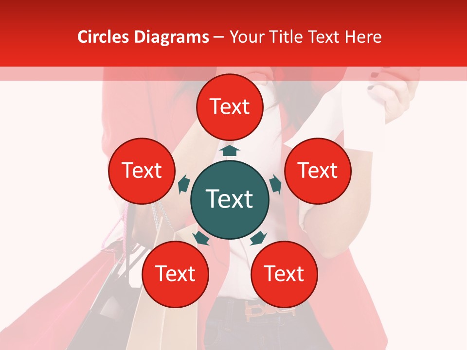 A Woman Holding Shopping Bags And A Cell Phone PowerPoint Template