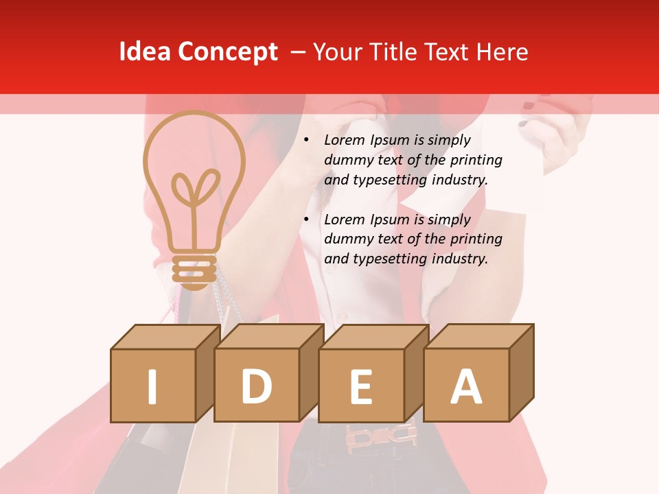 A Woman Holding Shopping Bags And A Cell Phone PowerPoint Template