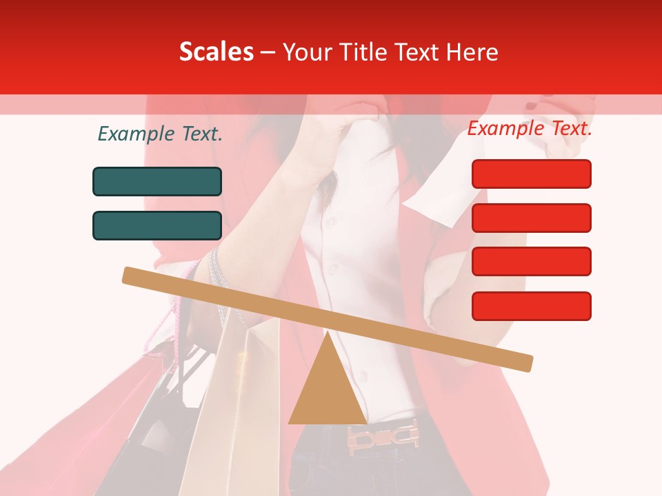 A Woman Holding Shopping Bags And A Cell Phone PowerPoint Template