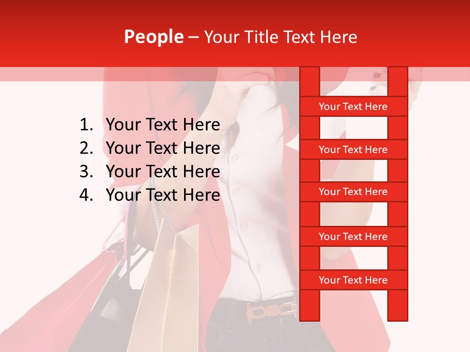 A Woman Holding Shopping Bags And A Cell Phone PowerPoint Template