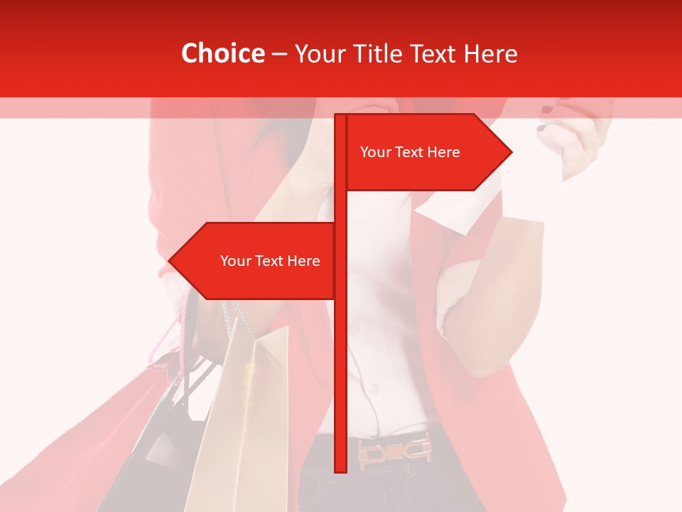A Woman Holding Shopping Bags And A Cell Phone PowerPoint Template