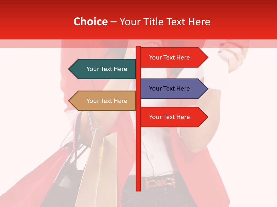 A Woman Holding Shopping Bags And A Cell Phone PowerPoint Template