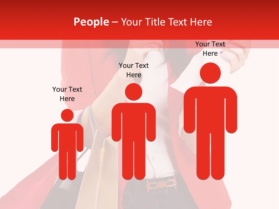 A Woman Holding Shopping Bags And A Cell Phone PowerPoint Template