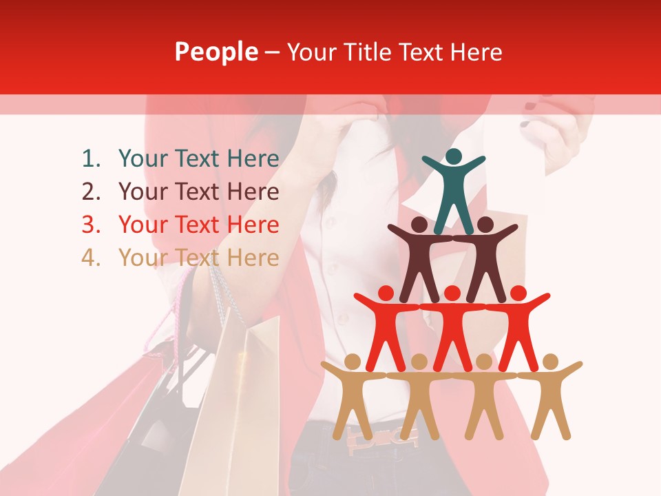 A Woman Holding Shopping Bags And A Cell Phone PowerPoint Template