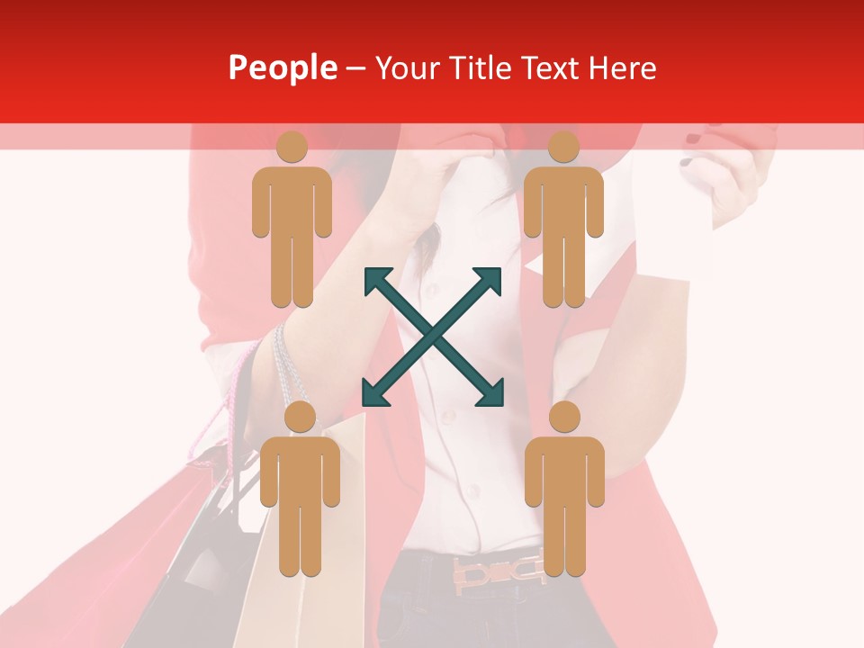 A Woman Holding Shopping Bags And A Cell Phone PowerPoint Template