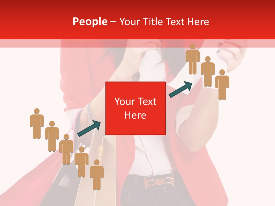 A Woman Holding Shopping Bags And A Cell Phone PowerPoint Template