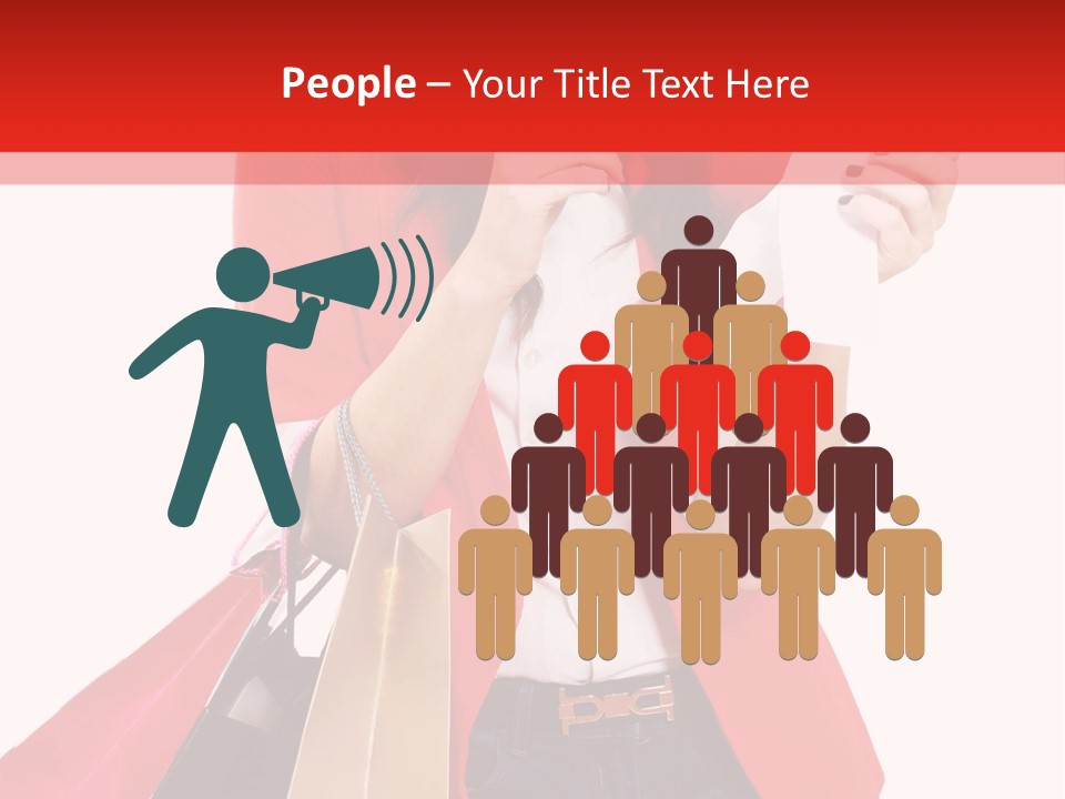 A Woman Holding Shopping Bags And A Cell Phone PowerPoint Template