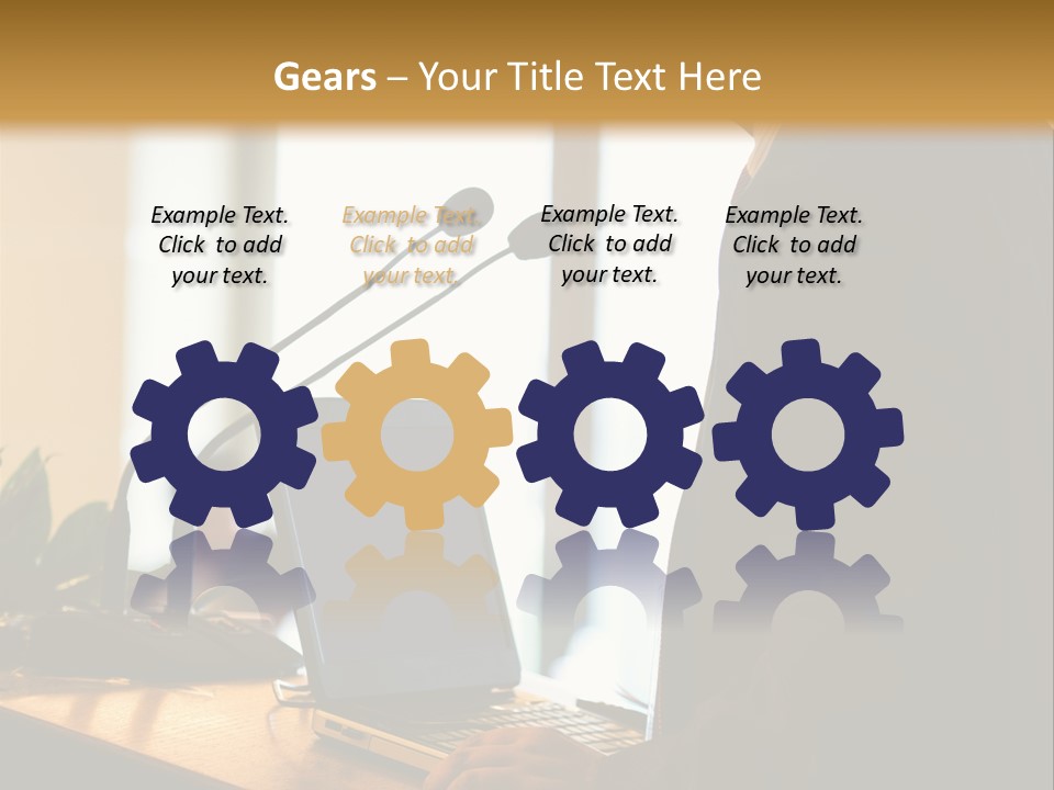 A Man Standing At A Podium With A Laptop In Front Of Him PowerPoint Template