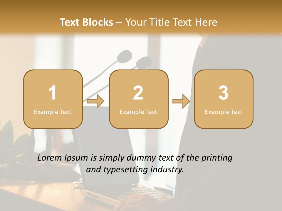 A Man Standing At A Podium With A Laptop In Front Of Him PowerPoint Template